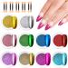 Makartt Mirror Chrome Nail Powder 10 Colors Metallic Nail Pigment Powder with 10 Sticks Set Nail Chrome Powder for Gel Nails Mirror Effect Nail Powder for Nail Decoration