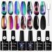 9D Cat Eye Gel Polish  Dual Colors Cat Eye Gel Nail Polish Set with Magnet Stick  Holographic Chameleon Gel Polish with Base Top Matte Top Coat Gel Professional Use for Salon- Set B 9D Set-B