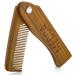 Folding Wooden Comb - 100% Solid Beech Wood - Fine Tooth Pocket Sized Beard, Mustache, Head Hair Brush Combs for Men With Any Hair Types - Travel, Styling & Detangler
