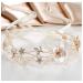 SWEETV Gold Wedding Headband  Pearl Flower Bridal Headpieces for Wedding  Crystal Hair Accessories for Women Girls Hair Vine
