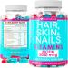 Hair Growth Vitamins with Biotin 5000 mcg, Folic Acid, Vitamin A, D - Hair Skin and Nails Gummies - Natural Hair Gummies for Hair Loss for Women and Men - Non-GMO - Vegan Gummy Bears (1 Pack)