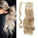 Ponytail Extension Wrap Around Long Straight Curly Clip in Ponytail Hair Extensions for Women Brown Black Blonde Hairpiece 17"-Curly Sandy Blonde & Bleach Blonde Sandy Blonde & Bleach Blonde 17 Inch