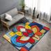 Flannel Carpet Mondrian Bohemian Lotus Flower Picture 60 x 39 in Non-Slip Durable Suitable for Living Room and Office Bedroom - Buy Online on GoSupps.com