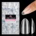 UNA GELLA Short Oval Round Nail Tips 312Pcs Short Oval Gel X Nail Tips 15 Sizes Full Matte Surface Clear Nail Tips No Need to File for Nail Extension DIY Salon Short Oval Round 312