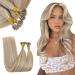 RUNATURE Nano Hair Extensions Human Hair Brown Highlight Blonde Nano Beads Hair Extensions Human Hair Nano Ring Hair Extensions Real Human Hair 22 Inch 50 Gram 22" A-Nano-#8P60