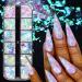 12 Grids Mermaid Nail Art Glitter 3D Holographic Nail Foil Flakes Iridescent Glitter Nail Sequins Laser Nail Decals Gradient Ice Through Nail Glitter Flake for Women Girls DIY Manicure Decorations B5