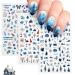 3 Sheets Christmas Nail Art Stickers Ink Blue Nail Decals Self-Adhesive Nail Sticker Manicure Tips DIY Christmas Nail Art Design Nail Decorations for Women Girls