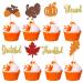 32 Pack Thankful Cupcake Toppers Glitter Thank You Cupcake Picks Autumn Fall Maple Leave Pumpkin Turkey Cupcake Decorations Thanksgiving Day Birthday Cake Decorations Colorful 9