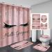 OLEBETY 4PCS Hello Gorgeous Unicorn Eyelash Shower Curtain Set Luxury Diamond Rose Gold Glitter Eyeshadow Makeup Pink Glam Beauty Fashion Girly Women Bathroom Decor Non-slip Bath Mat Toilet Rug Bling