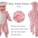 COOKY.D Baby Hooded Rompers | Winter Flannel Jumpsuit Pajamas for Infants | 3-6 Months | Pink - Buy Online on GoSupps.com