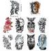 Hotoyannia 62 Sheets Black Large-Size Temporary Tattoos Stickers for Women Men and Girl - 10 Realistic and Long-Lasting Halloween Tattoos with Scary Wolf Lion Tiger Skeleton Skul - Buy Online on GoSupps.com