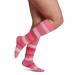 Sigvaris Women’s Style Microfiber Patterns 830 Closed Toe Calf-High Socks 20-30mmHg - Pink Stripe - Large Short