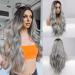 Long Gray Wig for Women Ombre Silver Grey Wigs Middle Part Wavy Cosplay Wig Synthetic Heat Resistant Pelucas for Daily Party Use(Ombre Grey, 26 Inch)