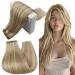 Runature real hair Tress Extensions Ashblond with Platinblond Sew in Weft Extensions Remy Blond Tress real hair smooth hair sew in extensions 40cm 16 inch 100g #18ap60 40cm 2-treats #18AP60