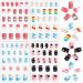 96 Pcs Kids Fake Nails Press on Nails for Girls Pre-glue Full Cover Short False Nails Children Nails Lovely Gift for Children(Refreshing and Cute)