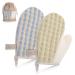 Aimisin Linen Bath Gloves Set  Body Massage Mitts with Double Sided Deep Clean Shower Scrubber Sponge Gloves for Shower Spa