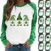 St. Patrick's Day Women's Crewneck Sweatshirt | Long Sleeve Blouse | Clover Gnome Graphic Tee | Irish Girls Green Sweatshirt - Small - Buy Online on GoSupps.com