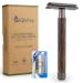 IQVITA Premium razor plane with bamboo handle - razor women - including 10 razor blades - wet razor - closed comb - environmentally friendly & sustainable - Zero waste - including eBook brown 1 piece (1 Pack)
