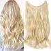 20 Inches Curly Wavy Hair Extensions Secret Headband No Clip Easy Invisible Crown Wire in Hair Extensions Hairpiece for Women Bleach blonde Bleach blonde 20 Inch