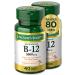 Nature's Bounty B-12 Twin Pack Naturally Cherry Flavor 5000 mcg 40 Quick Dissolve Tablets Each