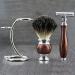 Men's Maroon Shaving Set - DE Safety Razor & Black Badger Hair Brush with Dual Stand for Razor & Brush | International Shipping Available - Buy Online on GoSupps.com