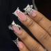 BABALAL Duck Nails Press on Black Fake Nails French Tip Glue ons Nails Star Planet Rose Charm Design Acrylic Nails 24Pcs Punk Goth Duck False Nails FNDU307punk