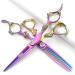 5.5 inch and 6 Inch Purple Hairdressing Scissors Barber Professional Hair Scissors Hand-cutting and Thinning Scissors (6 inch Set)