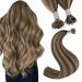 Youngsee Extensions Real Hair Nanoring Extensions Real Hair Dark Brown With Blond Nano Ring Hair Extensions 45cm Real Hair Extensions Nanoring 50g Nano Beads Hair Extensions #P4/27 45 cm-Nano 2-3- #P4/27