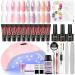 PEACECOLOR Poly Nail Gel Kit with U V Nail Lamp Starter Kit 10 Colours Nail Gel Builder Set with Slip Solution Base Coat Glossy Matte Top Coat Basic Poly Extension Gel Nail Art Tools for Beginner