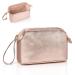 Small Makeup Bag,Trave Makeup Bag Organizer Cosmetic Zipper Pouch Toiletry Accessories Storage Bag Portable Makeup Bag for Women and Girls-Rose Gold Small (Pack of 1) Rose Gold
