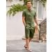 COOFANDY Men's Linen 2-Piece Set: Short Sleeve Henley Shirt & Shorts | Army Green XX-Large - Buy Online on GoSupps.com