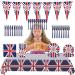 British Flag Plates | Union Jack Pattern Tableware Set Patriotic Decorations Convenient Plates for Girls Themed Parties Pochy Charles Memorial Set Crown - 9-piece Set - Buy Online on GoSupps.com