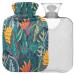 NAANLE hot water bottle with lid jungle plants Palm leaves Transparent hot water bottle 2l large hot hot water bottle for menstrual cramps pain relief handfoot heat and cold therapy