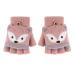 Toddler Kids Puppy Flip Top Short Knitted Half Finger Gloves for 3-8 Yrs Fox/Pink