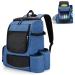 DSLEAF Disc Golf Backpack with Two Sidewall Supports Disc Golf Bag with 24-26 Discs Capacity Cushioned Lumbar for Extra Comfort Multi Pockets and Waterproof PU Material Bottom Blue