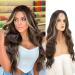 Fine long corrugated brown blonde wig for women medium part curly wavy wig natural synthetic hair wigs for daily party 65 cm brown/blonde