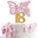 Tenhaisi Pink & Gold 3D Butterfly Flower Sign 18 Cake Topper - Happy 18th Birthday/Anniversary Party Decoration 3D Cake Topper- Girls 18th Birthday Party Supplies