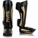FIVING Martial Arts Shin Guards - Microfiber Leather, Adjustable Leg Protection for Muay Thai, Kickboxing, MMA - Black-Gold, Large - Buy Online on GoSupps.com