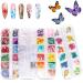 48 Colors Dried Flowers Nail Art Butterfly Glitter Flake 3D Holographic, Tufusiur Dry Flower Nails Sequins Acrylic Supplies Face Body Gifts for Decoration Accessories & DIY Crafting