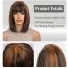 KOME Short Bob Wig for Women - Brown Blonde Highlight Shoulder Length Synthetic Wig with Bangs for Daily Use - 12IN - Buy Online on GoSupps.com