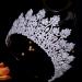 Aoligrace Luxury Tall Cubic Zirconia Tiara for Women - CZ Pageant Birthday Headpiece | Bridal Hair Accessory - Silver - Buy Online on GoSupps.com