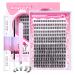Lash Clusters Kit DIY Eyelash Extension Kit Individual Lashes Natural Look Wispy Cluster Lashes with Bond and Seal Lash Extension Kit Fluffy Wispy Russian Lashes Kit for Self Application at Home C-cluster lashes kit 8-16MM