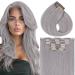 Vivien Grau Clip in Extensions Real Hair Remy Clip in real hair Extensions gray real hair clip in extensions hair extension #silber 45cm 120g/7PCs 18 inch 120g clip 1-1 CP #silver