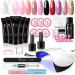 Coscelia Poly Nail Gel Kit with U V Light 6pcs Poly Extension Gel 6pcs U V Gel Glitter Builder Nail Gel with Slip Solution Quick Building Strengthening Nail Enhancement Starter Kit Gift for Women colorA5