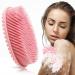 Cobee Silicone Bath Brush  Soft Body Scrubber Exfoliating Shower Brush Loofah Brush Body Scrub Brush Head Massage Brush 2 in 1 Shampoo Brush for Women Men All Kinds of Skin(Pink)