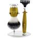 Premium Synthetic Hair Shaving Brush Set with Bowl & Stand - 3-Edged Steel Shaving Brush for Ultimate Comfort - Buy Online on GoSupps.com