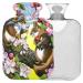 Naanle cherry blossom squirrel heat bottle with reference transparent hot water bottle Handfoot Warmer Heading bags for pain relief heat and cold therapy 1l
