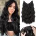 Benehair Invisible Wire Hair Extension 20 Inches Halo Hair Extension with 4 Secure Clips Synthetic Hair Piece Long Wavy Secret Headband Hairpieces for Women Halo Extensions Natural Black Hair #2A 20Inches Natural Black