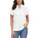 TACVASEN Women's V Neck Golf Polo Shirts Collarless Short Sleeve UPF 50+ Sun Protection Quick Dry Blouses Tops White Medium