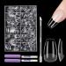 EARLMONI 432 pieces Short Coffin Nail Tips - Full Cover Soft Gel Nail Tips Set 12 Sizes Ballerina Nail Tips with Glue Nail File Cuticle Pusher Artificial Nails For Gluing Nail Art DIY